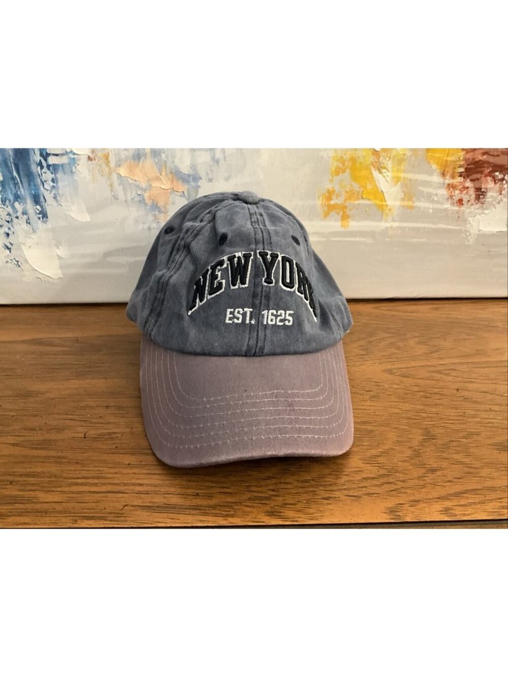 Elidan New York Denim Baseball Cap Embroidered Navy Chrome Adjustable Strap